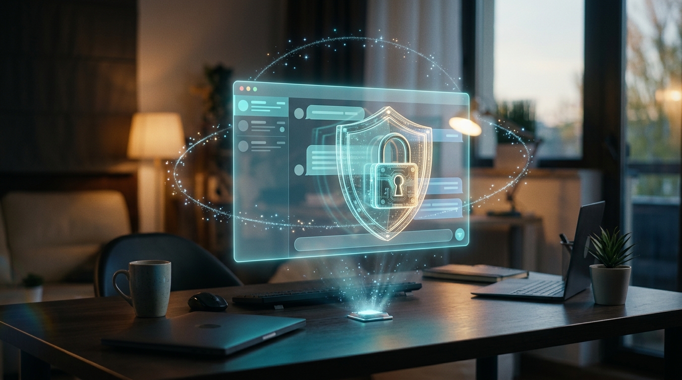 Asistente de WhatsApp de una inmobiliaria con un escudo de protección de datos